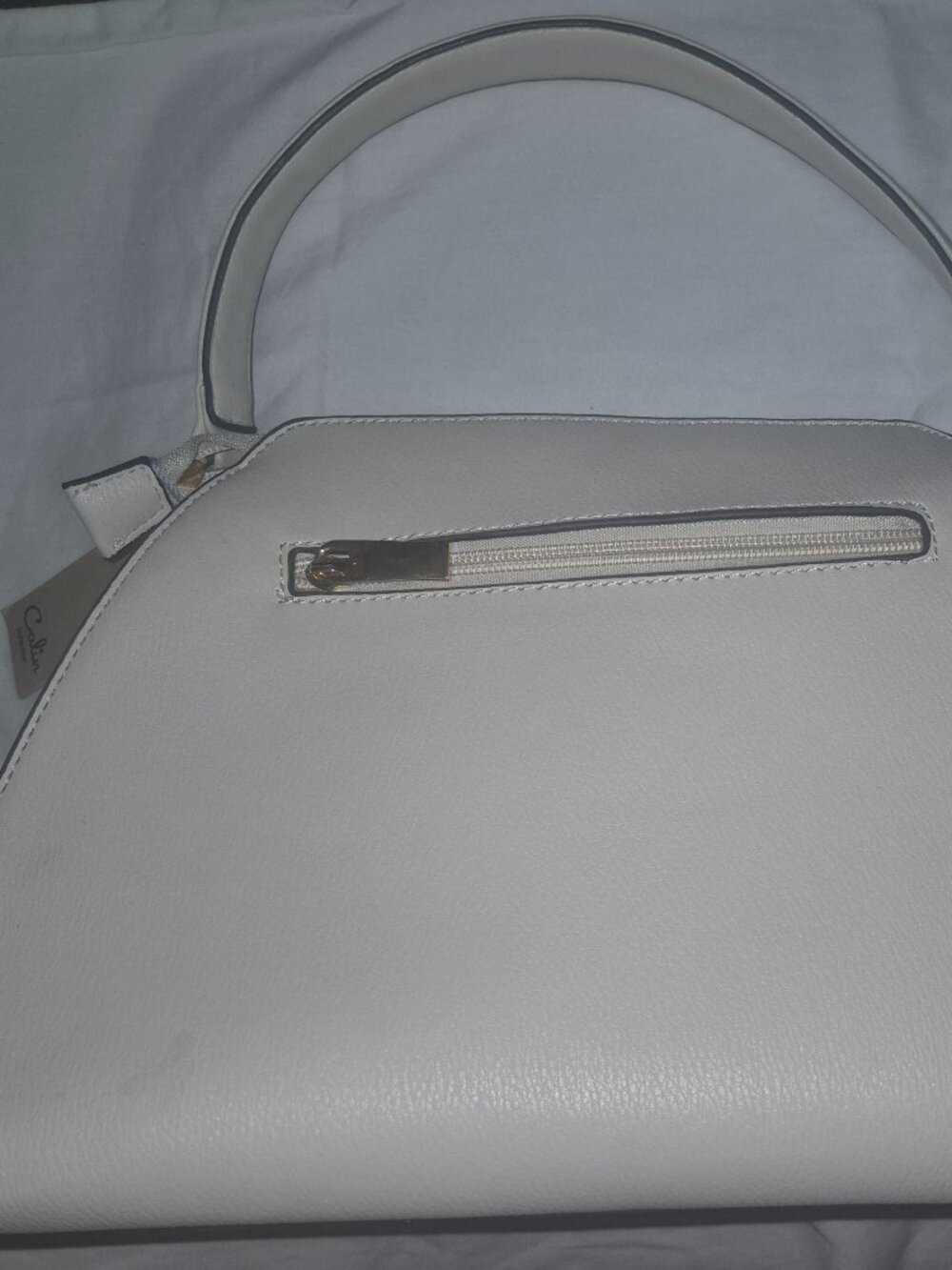 White Handbag with Large Flower on Front - Picture 5 of 7